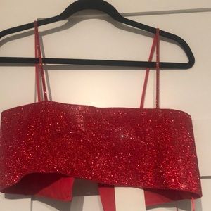Shiny red sparkly zara crop top